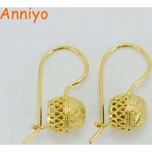 Anniyo Ethiopian Earrings for Women/Girl Gold Color Ball Jewelry Africa Arab Gifts #010502