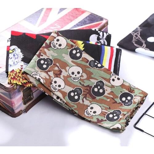 Fashion Hip Hop 100% Cotton Skull Bandana Square Scarf Black Red Paisley Bicycle Headband Printed For Women/Men/Boys/Girls
