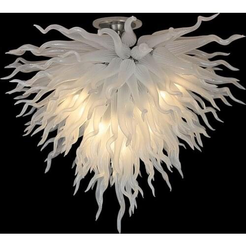 White Ceiling Lighting Hand Blown Glass Chandeliers Custom 28 by 24 Inches LED Lamp for Indoor Home Decoration