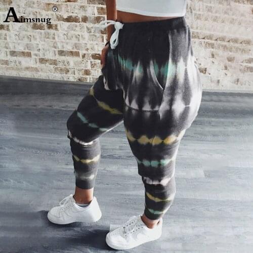 Aimsnug Colorful High Waist Pants Women Drawstring Streetwear Fashion Loose Jogger Trousers Women 2020 Sweatpants Trousers Femme