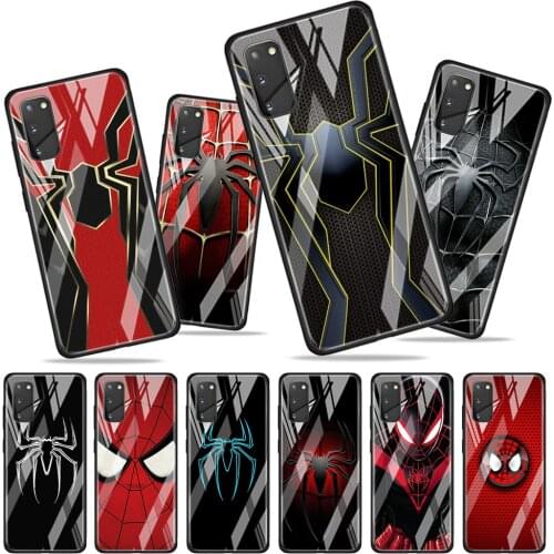 Spider Man Logo Tempered Glass Cover For Samsung Galaxy A01 A11 A21S A21 EU A31 A41 A51 A71 A81 A91 Phone Case