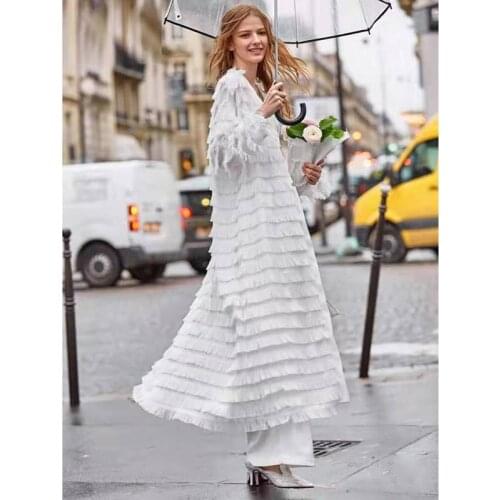 Tassel Long White Lace Blouse Long Sleeve Kimono Cardigan Mujer Slim Warm Long Coat for Women Dress Shirts Blouses Fall 2020
