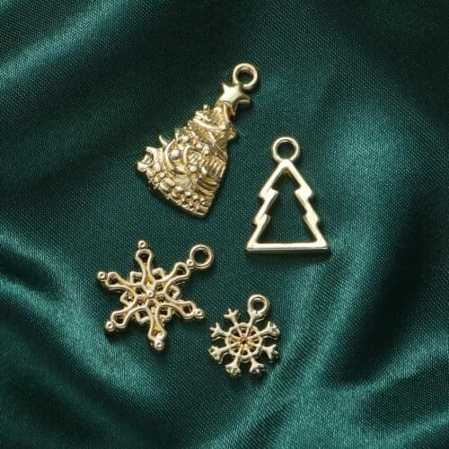 Doreen Box Christmas Charms Pendants Gold Plated Multicolor Pendants For DIY Making Christmas Jewelry Gifts, 20 PCs