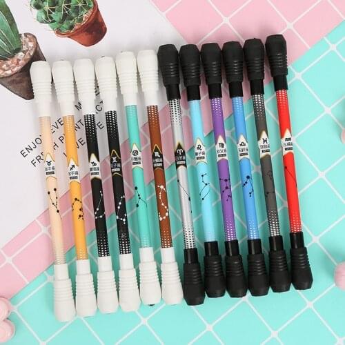 1pcs Smooth Surface Ant-slip Anti-drop Spinning Rotation Pen Gel Pen with 0.38 Pen Head for Fluent Writing