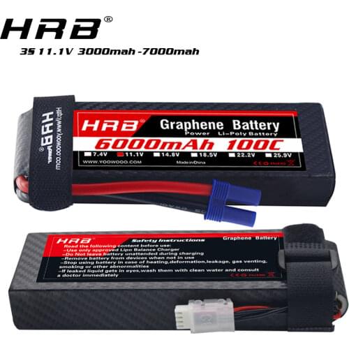 HRB Graphene Battery 3S 11.1V 5000mah 6000mah vs Lipo Battery 6500mah 3300mah For RC racing car Boat Airplane Drones helicopter