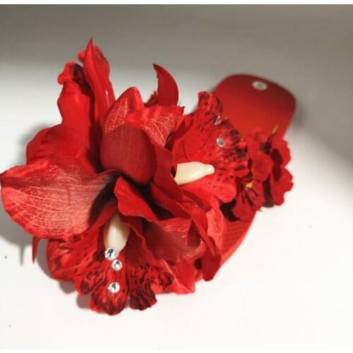 HAHAFLOWER family fitted slippers seaside holiday tide shoe cool flip-flops shoes non-slip handmade flower beach slippers