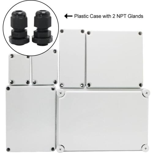 IP67 Outside Electrical Box Waterproof Grey ABS Plastic Project Case with 2 NPT Glands Junction Box Housing Makerele
