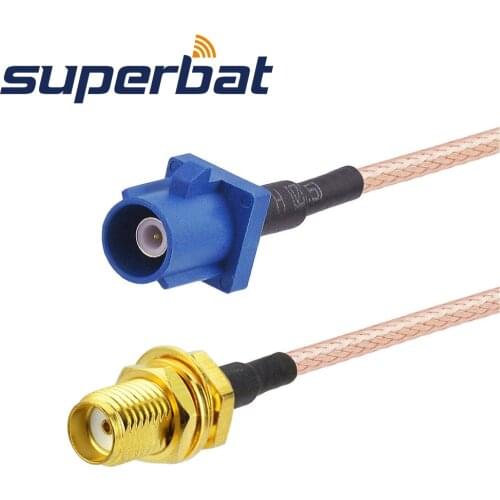 Superbat Fakra "C" Plug Male Straight to SMA Female Jack Pigtail Cable RG316 15cm for GPS Telematics