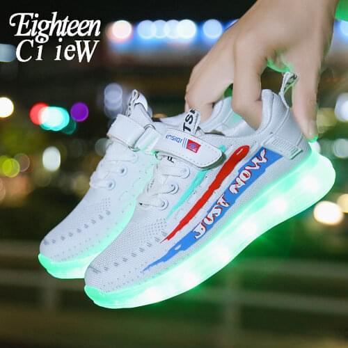 Size 25-35 Luminous Sneakers Kids Light Up Shoes Children LED Glowing Sneakers Boys Soft Bottom Running Shoes Girls Sport Shoes