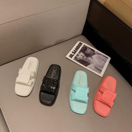 Fashion Candy Color Open-toe Platform Heel Slippers Summer Ladies Rubber Slippers Outer Wear Beach Women Shoes