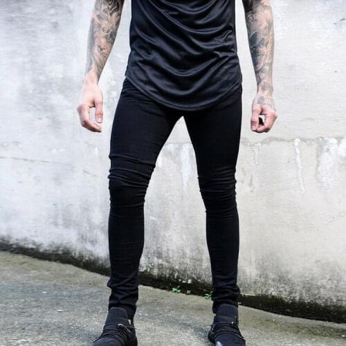 Men Denim Outfit Skinny Casual Jeans Pencil Pants Solid Color Slim Fit Trousers Solid Colors Are Versatile Fashion 2020 Hot