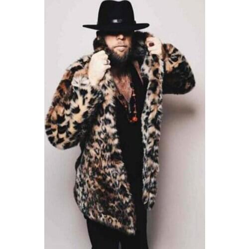 Autumn Leopard faux mink leather jacket mens winter thicken warm short fur leather coat men jackets jaqueta de couro fashion B39