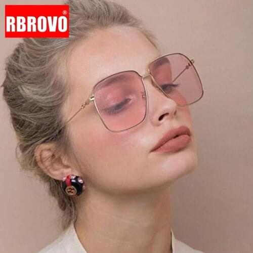 RBROVO 2021 Large frame Mirror Women Sunglasses Metal Classic Retro Street Beat Metal Glasses Men Shopping Oculos De Sol UV400