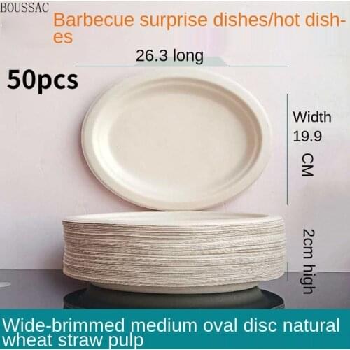 50pcs disposable paper plate, three-division dish, student canteen, fast food pulp plate, multi-specification paper plate