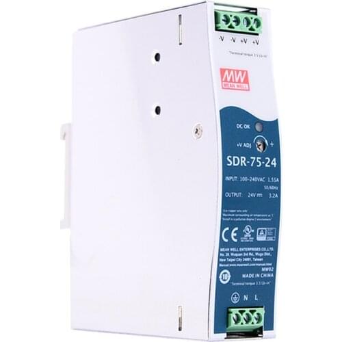 Original Mean Well SDR-75-24 meanwell DC 24V 3.2A 76.8W Single Output Industrial DIN Rail Power Supply