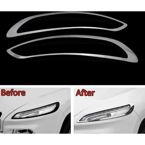 Fit for Jeep Cherokee 2014-2016 Chrome ABS Car Front Light Lamp Headlight Cover Trim Frame Styling Sticker