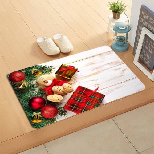 Custom Christmas Decoration Doormat Merry Christmas Home Gift Mat Flannel Sponge Fabric Printed New Year Decoration For Bedroom