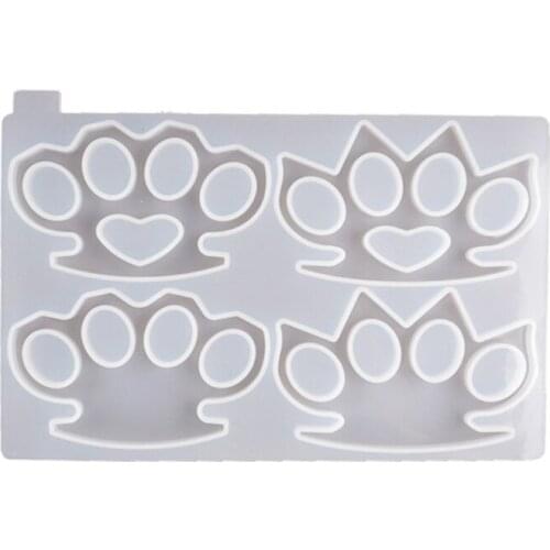 Self Defense Keychain Tools Resin Mold Tiger Paw Five Finger Knuckles Pendant Keyring Resin Casting Mold Jewelry Tools