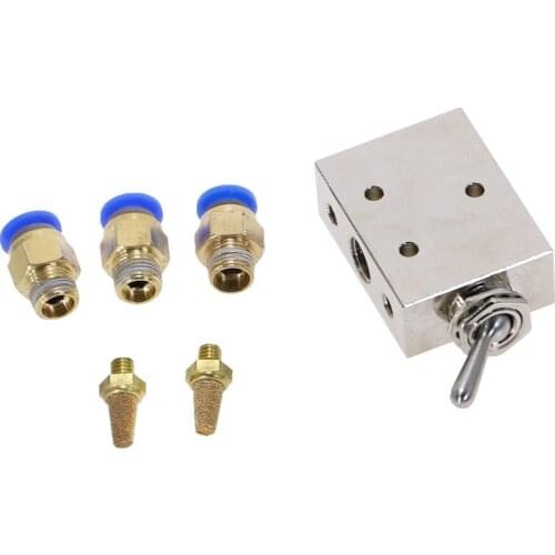 Silver Tone 1/8"BSP Air Pneumatic 2 Position 5 Way Toggle Shut Off Switch Knob Hand Mechanical Valve HL2501-V TAC2-41V