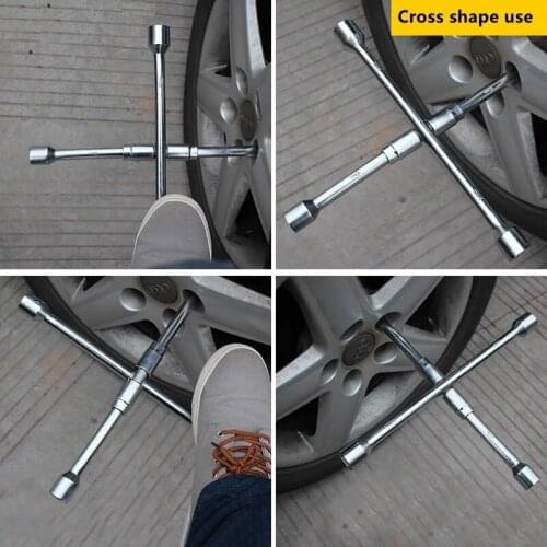 Hex Key Fold Car Repair Tyre Cross Spanner Wheel Wrench Tire Wheel Nut Wrench With 17/19 21/23mm Sockets