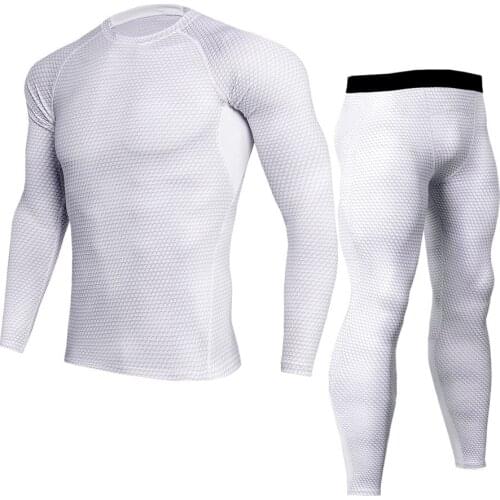 2018 Fitness Tight Sport Suit Men Long Sleeve Shirt +Pant Mens Running Set Compression Gym Clothing Quick Dry Mens Sportswear