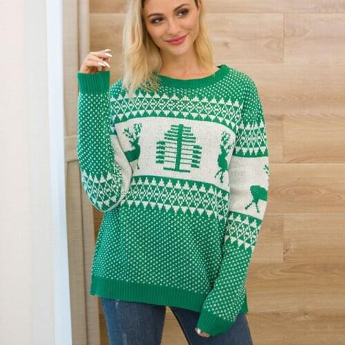 Christmas Sweater Winter Classic Deer Printed Knitted Pullovers Plus Size Streetwear Long Sleeve Causal O-neck Pullover Jumpers