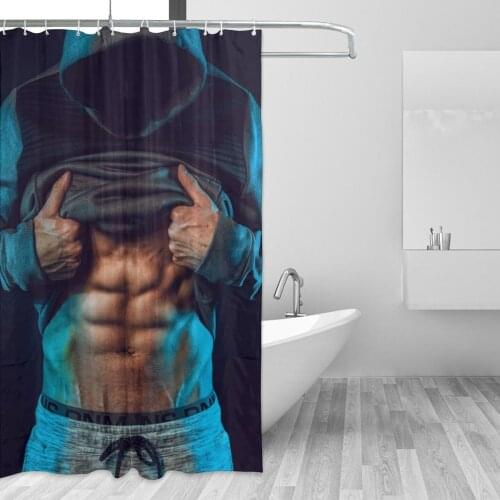 Man Muscle Bathing Bathroom Bath Curtain Pole Waterproof Polyester Fabric High Quality Show Curtain