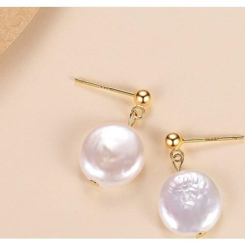 ELESHE 925 Sterling Silver Baroque Pearl Stud Earrings for Women Wholesale 18K Gold Plated Fashion Exquisite Jewelry 2021