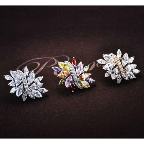 YAN MEI Hot Selling Wedding Jewelry Austria Crystal Gold Color Dangle Earrings For Women Christmas Gift GLE0608