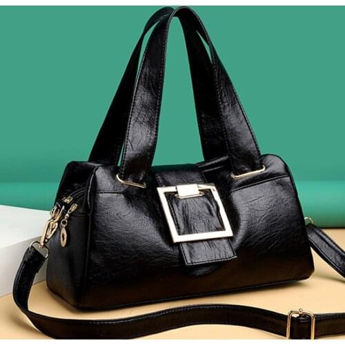 Women Vintage Leather Handbags Practical Female Crossbody Shoulder Bags Designer Brand Ladies High Capacity Top-Handle Bags