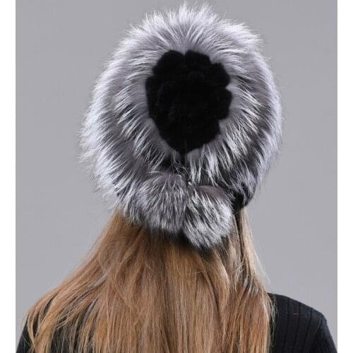 Winter Warm Fur Hats for Women Knitted Mink Fox Fluffy Female pompom hat for Head circumference 55-60cm Elastic Natural Fur Hat