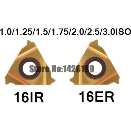 10PCS 16ER 16IR 16 ER IR 1.0/1.25/1.5/1.75/2.0/2.5/3.0 ISO Threading Carbide Inserts coating Yellow ISO Metric for Holder tools