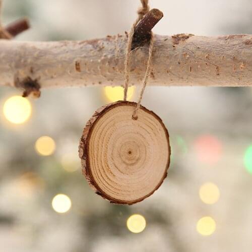 10Pcs Nature Pine Wood Chip Handmake Craft With TreeBark Log Discs DIY Crafts Wedding Party Painting Christmas Tree Decoration