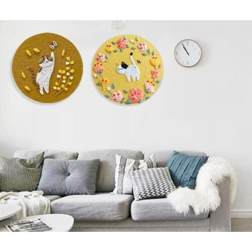 15x15cm Kitten embroidery European embroidery kit simple three-dimensional embroidery Ribbon kit embroidery needlework