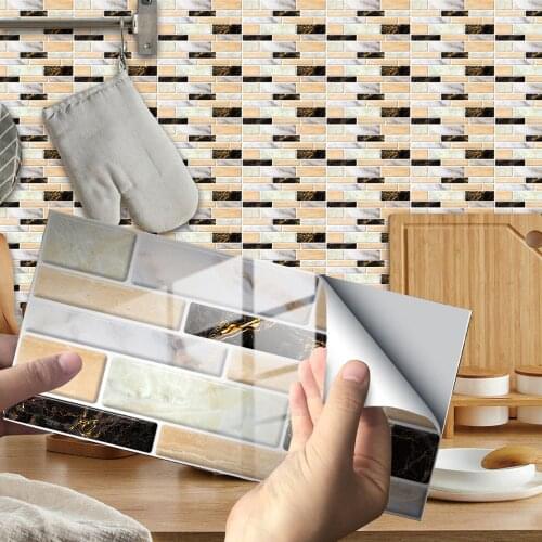 12Pcs/bag 3D Wall Sticker Brick Pattern Wallpaper for Living Room Bedroom TV Wall 10x20cm Waterproof Self-Adhesive Wall sticker