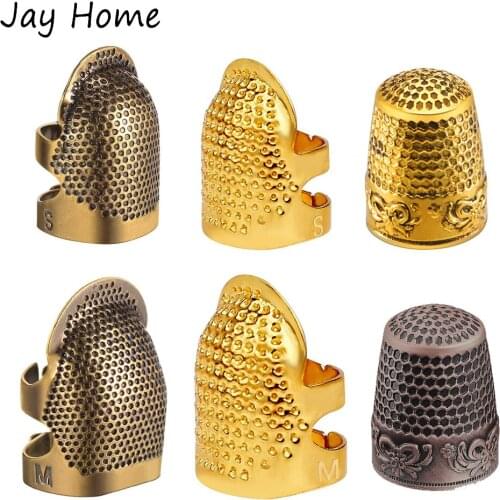 4/2/1PC Sewing Thimble Adjustable Sewing Thimble Rings Metal Finger Protector for Embroidery Quilting Craft DIY Sewing Tools