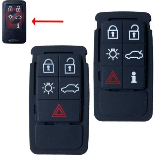 5/6 Buttons Key Blank Fob Rubber Pads Fit For XC90 C70 S60 D5 V50 Remote Smart Car Key Shell