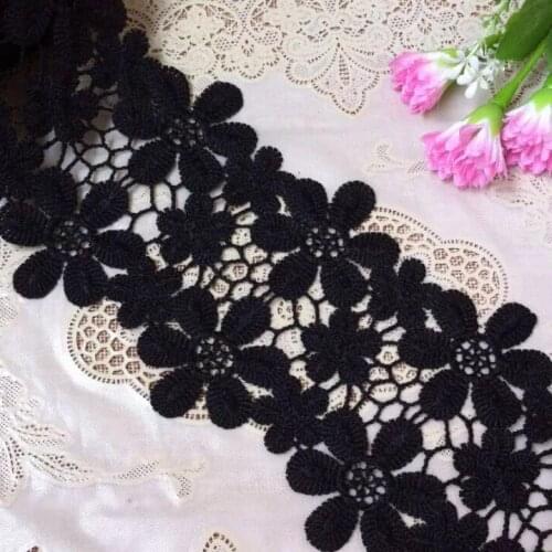5 Yards 11cm Width High Quality Popular Black Sunflower Cute Dress Decoration Lace Trim for Clothing Making