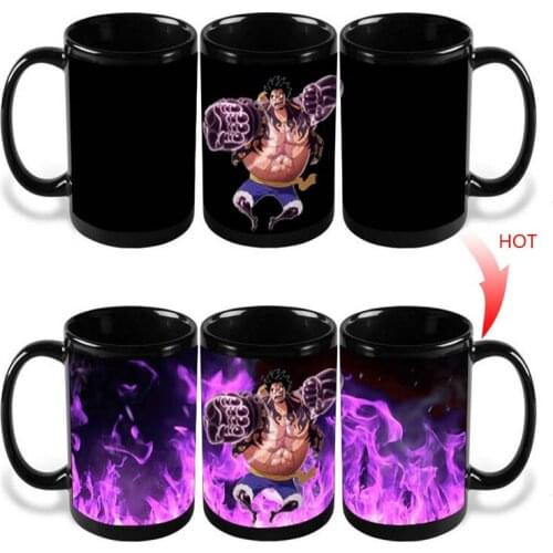 Anime Coffee Mark Mug One Piece Luffy Hot Changing Color Heat Reactive Tea Milk Mark Magic Ceramic Sailing Drinkware Copo