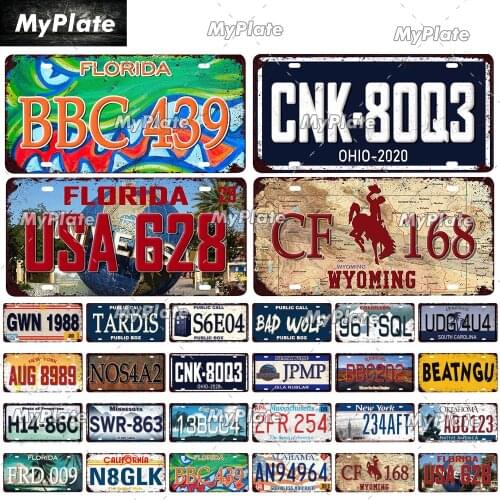 Car Number License Plate Metal Sign Plaque Metal Vintage Bar Furniture Man Cave Poster Metal Wall Decor Personalized Plate