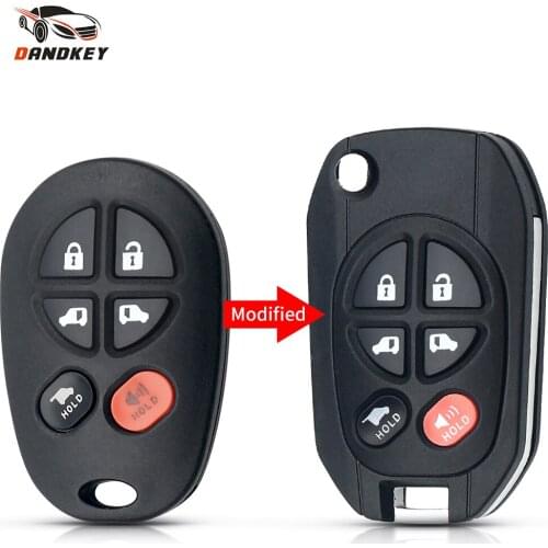 Dandkey Car Styling Flip Remote Key Shell Modified 6 Buttons For Toyota Highlander Sequoia Sienna Tacoma Tundra Avalon Solara