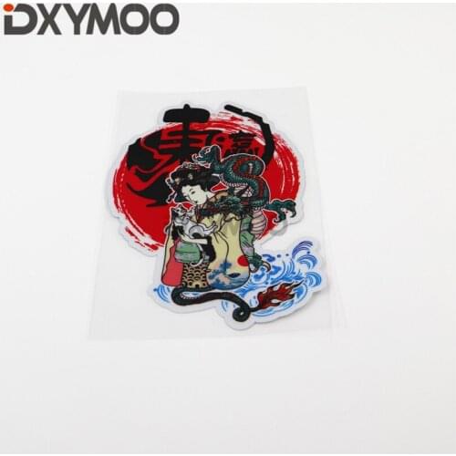 Car Styling JDM Japan Geisha Dragon Koi Red Sun Spray Traditional Elements Carp Dong Ying Motor Stickers 15x11cm