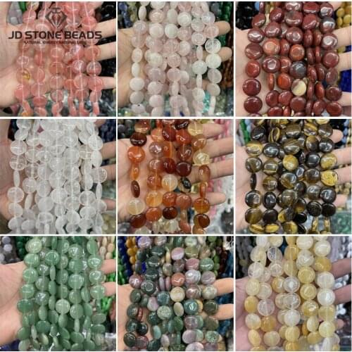 China Factory Natural Stone Agate Aventurine Round Flat Pie Shape Beads Fashion Hand-Made Ornament For Jewelry Making