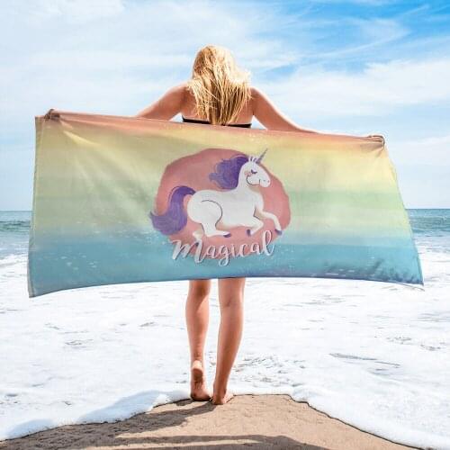 Printed Quick-drying Double-sided Cashmere Microfiber Unicorn Starry Sky Absorbent Bath Dress Printed Household Beach swim Towel
