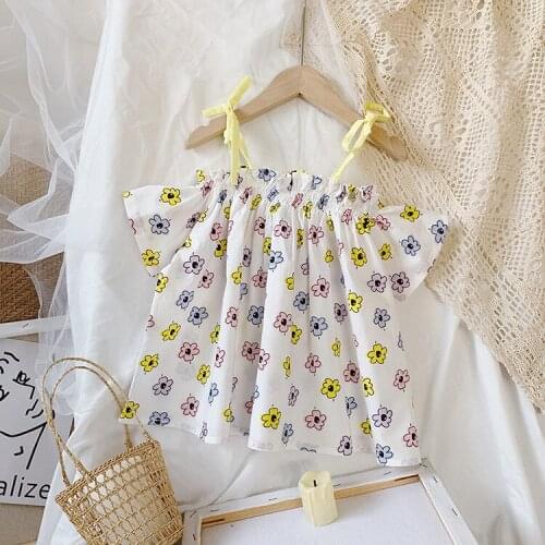Childrens clothing 2020 summer new girl pastoral style dress little girl foreign suspender skirt baby floral skirt Casual