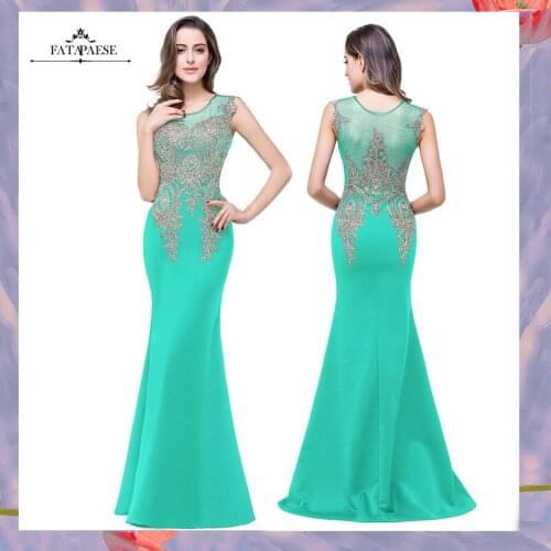 FATAPAESE Elegant Crystal Beads Mermaid Prom Dresses Black Appliques Sheer Wedding Evening Party Dresses Robe de Soiree vestido