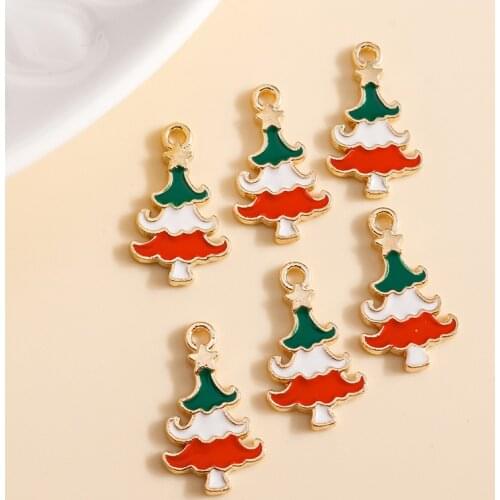10pcs 10*18 3 Color Christmas Tree Charms for Bracelets Pendants Earrings Making DIY Enamel Charms Handmade Jewelry Accessories