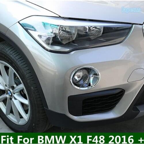 Lapetus Front Fog Lights Lamp Frame Cover Trim 2 Piece Black Chrome Fit For BMW X1 F48 2016 - 2019 ABS External Spare Parts