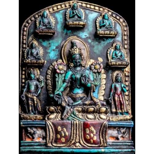 Art collection of antique Buddha Naxis Green Tara statue Buddhist statues