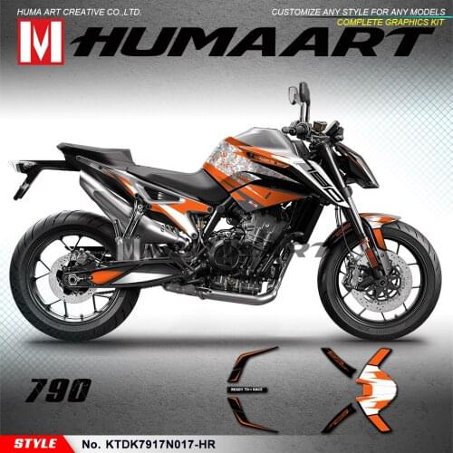 HUMAART Sport Bike Stickers Kit Motorcycle Décor for 790 2017 2018 2019 2020 No Seat Cowl Decal(Style No.KTDK7917N017-HR)